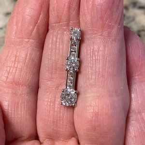 14k Diamonique CZ bar pendant